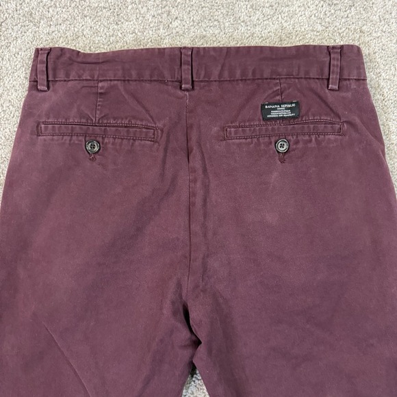 Banana Republic Fulton Skinny Chino Burgundy 31x30 Slim Stretch Casual Pants - Picture 9 of 10